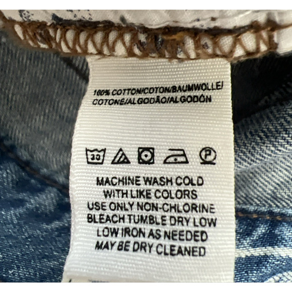 Free People Jeans Womens 26 Chewed Up Mid-Rise Straight Button Fly Distressed - Picture 6 of 13